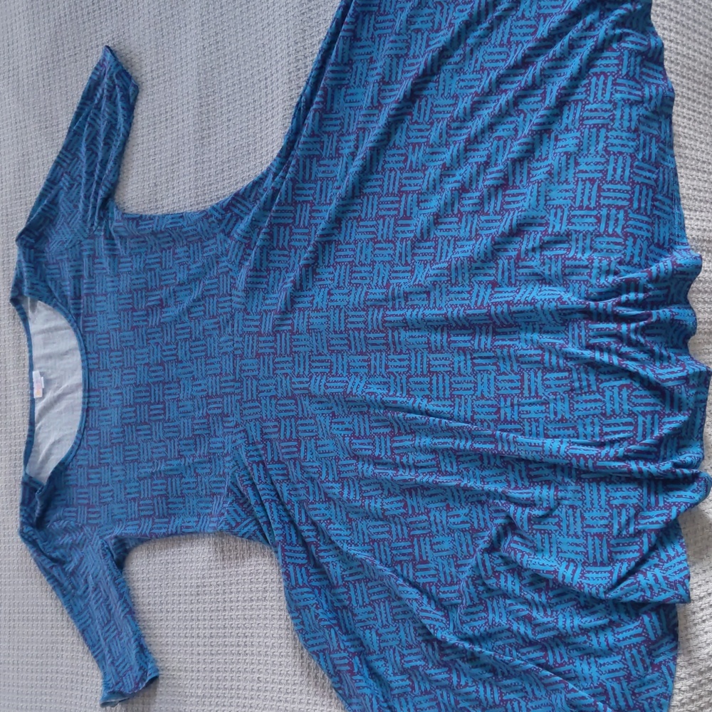 LuLaRoe Blue and Purple Patterned Midi Dress